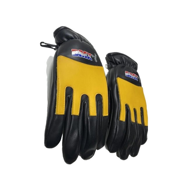 Vintage BMX Bike Gloves, Black and Yellow, Medium-Large - Picture 2 of 13
